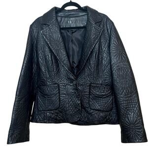 Wilsons Women’s Floral Embossed Leather Jacket/Blazer Black Size Large